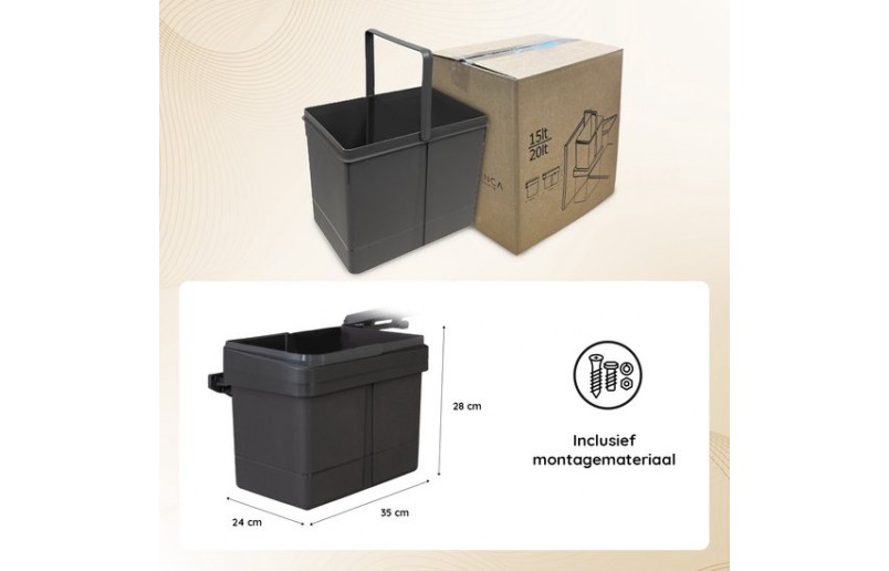Waste bin recessed 15 liters anthracite - AFB15AN