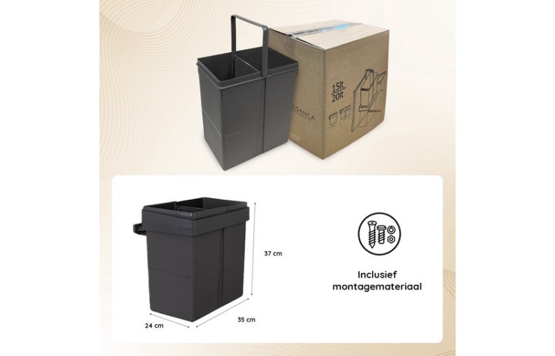 Einbauabfallbehälter 20 Liter anthrazit inklusive Trennwand für 2x10 Liter Einbauabfallbehälter 20 Liter anthrazit inklusive Trennwand für 2x10 Liter