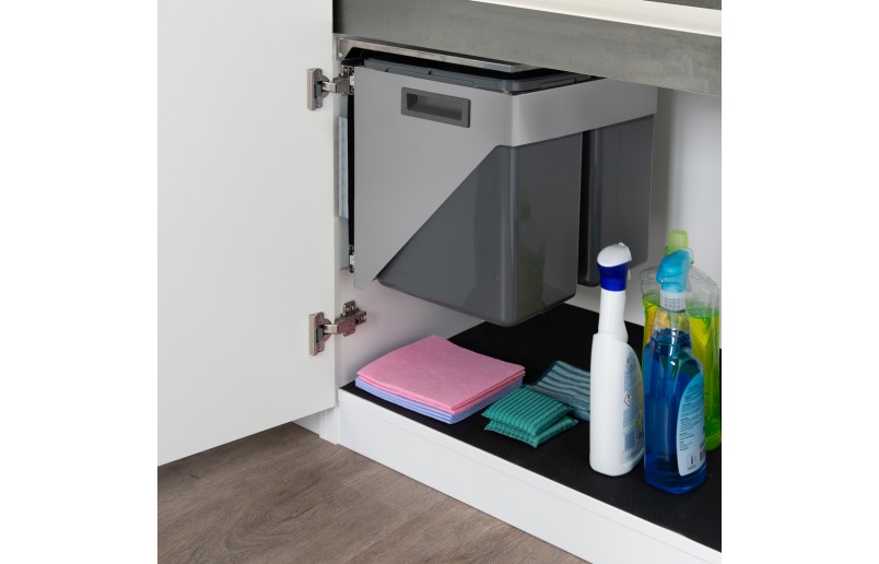 Ausziehbarer Einbau-Abfalleimer 2x20 Liter, hängende Seitenwandmontage