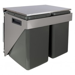 Ausziehbarer Einbau-Abfalleimer 2x20 Liter, hängende Seitenwandmontage
