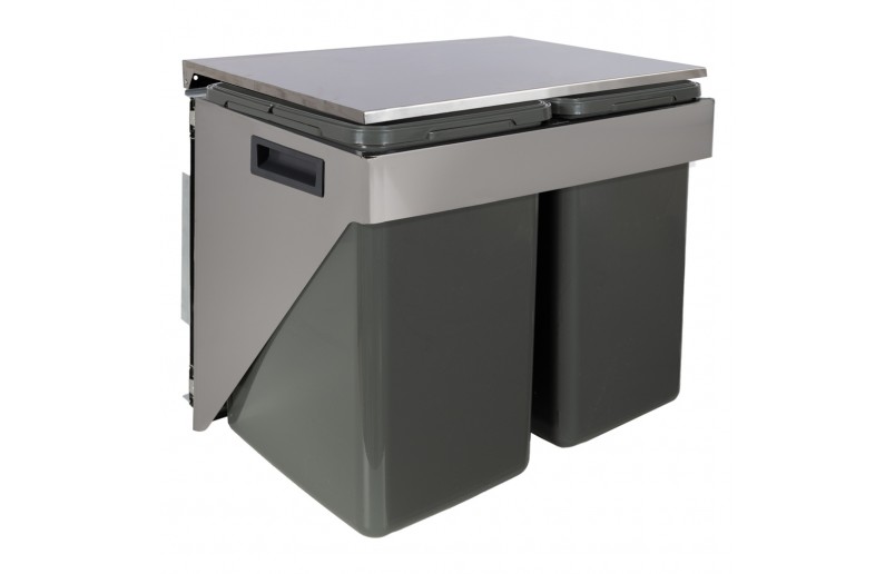 Ausziehbarer Einbau-Abfalleimer 2x20 Liter, hängende Seitenwandmontage