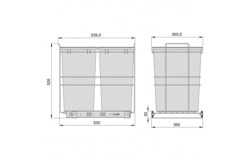 Einbauabfallbehälter 2x35 Liter anthrazit
