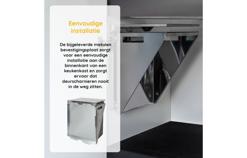 Ausziehbarer Einbau-Abfalleimer 20 Liter, Seitenwandmontage