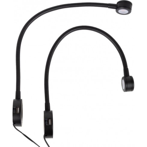 Led bedside lamps with flexible arm, dimming function, USB and USB-C (2 pcs) 