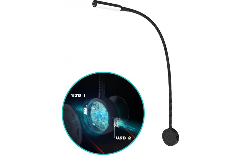 LED Bed reading lamp with dual USB port (1 piece) - BLLIQ2011