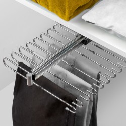 Pull-out trouser rack chrome for 11 pants