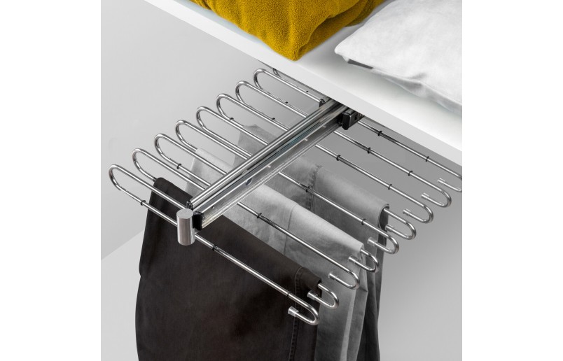 Pull-out trouser rack chrome for 11 pants - BRET11AS