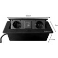 Schreibtischsteckdose schwarz mit 2 Steckdosen und 2 USB-Anschlüssen - XERSOCKX5B
