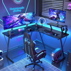Gaming-tisch Dex schwarz Holzmaserung oben Gaming-tisch Dex schwarz Holzmaserung oben
