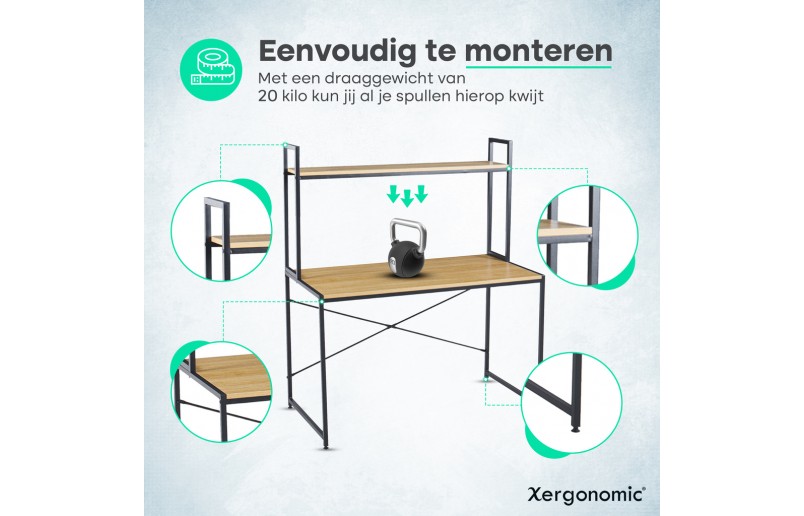 Industrie-Schreibtisch mit Regal 120x60x140 cm
