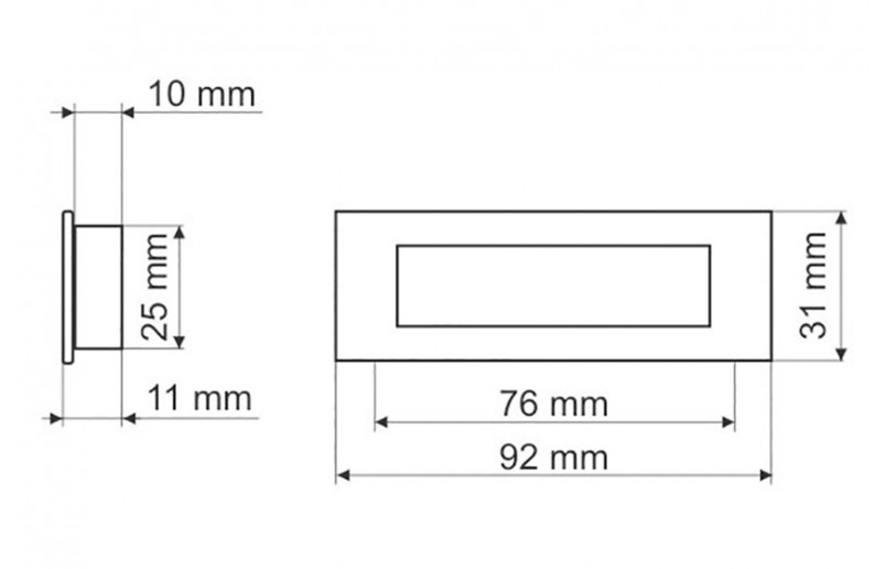 Einlassgriff 92 x 31 mm rechteckig - SDK4045