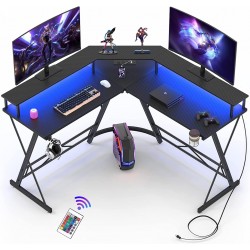 Gaming corner desk Infinity with led lighting