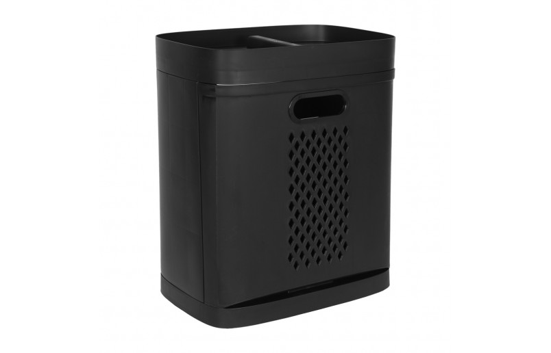 Laundry sorter black plastic with 3 compartments, total 124 liters