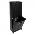 Laundry sorter black plastic with 3 compartments, total 124 liters