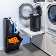 Laundry sorter black plastic with 3 compartments, total 124 liters
