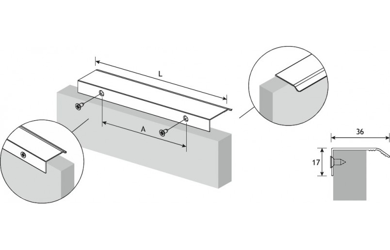 Handgriff Curve alu weiß 200 mm - GRE7050