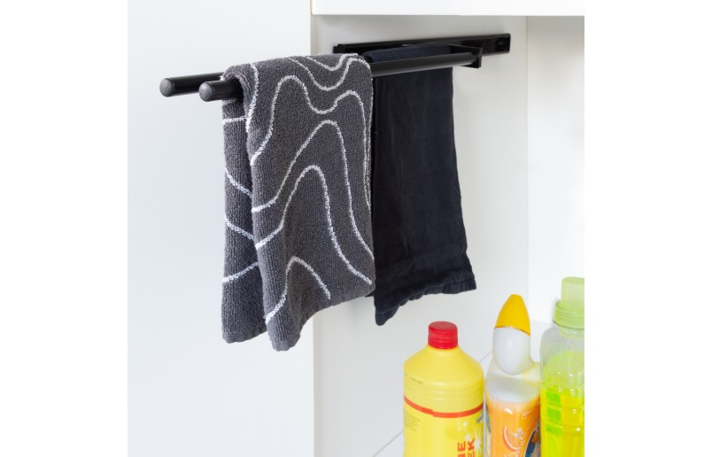 Handtuchhalter ausziehbar schwarz Aluminium mit 2 Armen