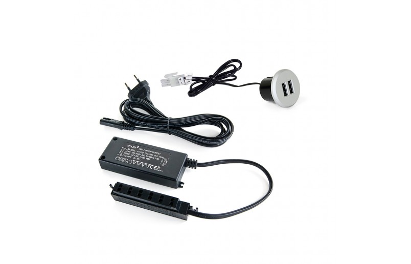 Möbelsteckdose mit Doppel-USB und Treiber - ISB