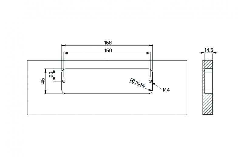 Einlassgriff Coby mattschwarz 175x55 mm - ING9678