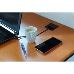 Kabeldurchführung quadratisch schwarz Aluminium 80 x 80 mm