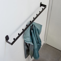Wall coat rack industrial with 9 hooks