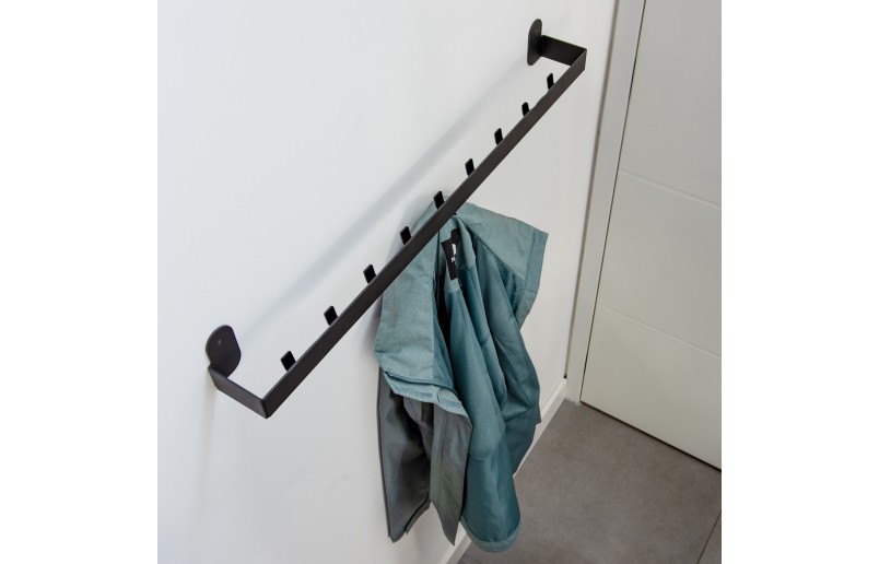 Wall coat rack industrial with 9 hooks