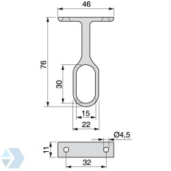 Cabinet tube / rod center support oval