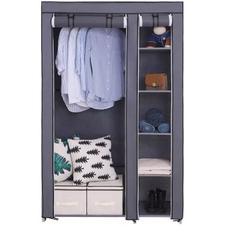 Kleiderschrank klappbar/ abschließbar grau XL