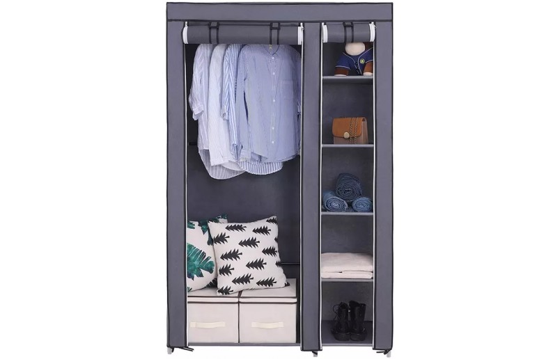 Kleiderschrank klappbar/ abschließbar grau XL - KM3G