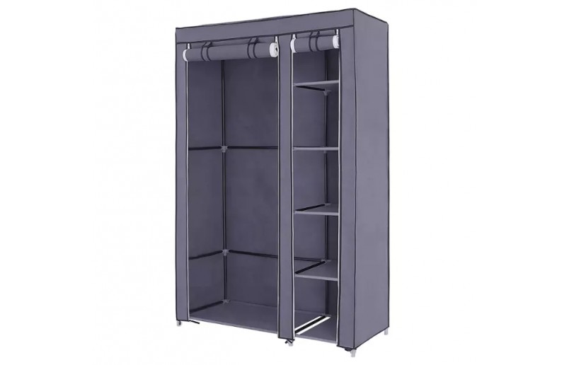 Kleiderschrank klappbar/ abschließbar grau XL - KM3G