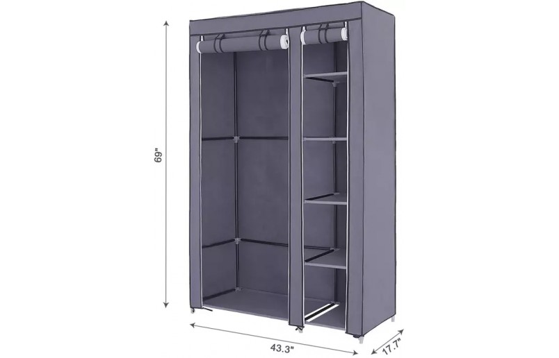 Kleiderschrank klappbar/ abschließbar grau XL - KM3G