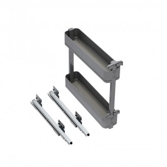Ausziehbares Flaschen- und Gläsergestell mit 2 Fachböden für Schrankbreite 150 mm Ausziehbares Flaschen- und Gläsergestell mit 2 Fachböden für Schrankbreite 150 mm