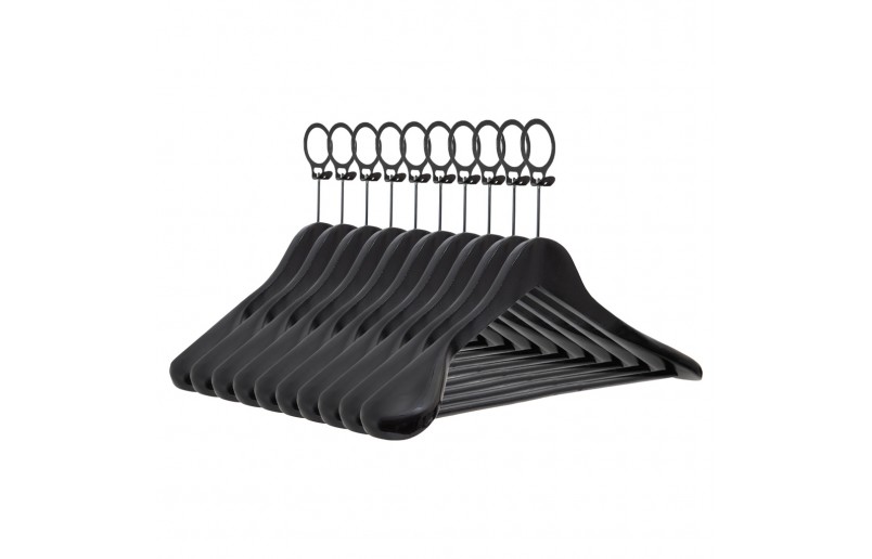 Kleiderbügel A-Qualität, schwarz lackiert, Anti-Diebstahl-Ring - MLV900-BHA