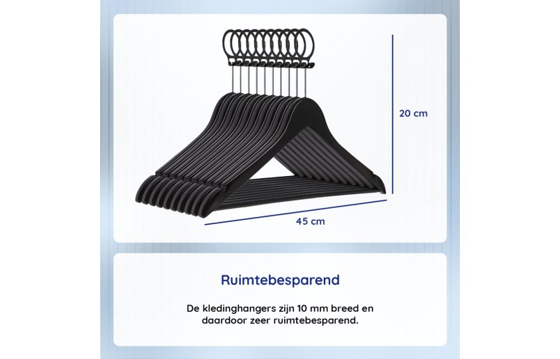Kleiderbügel A-Qualität, schwarz lackiert, Anti-Diebstahl-Ring - ML200-HA