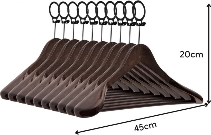 Kleiderbügel A-Qualität, antik lackiert, Anti-Diebstahl-Ring - MLV1000 BHA