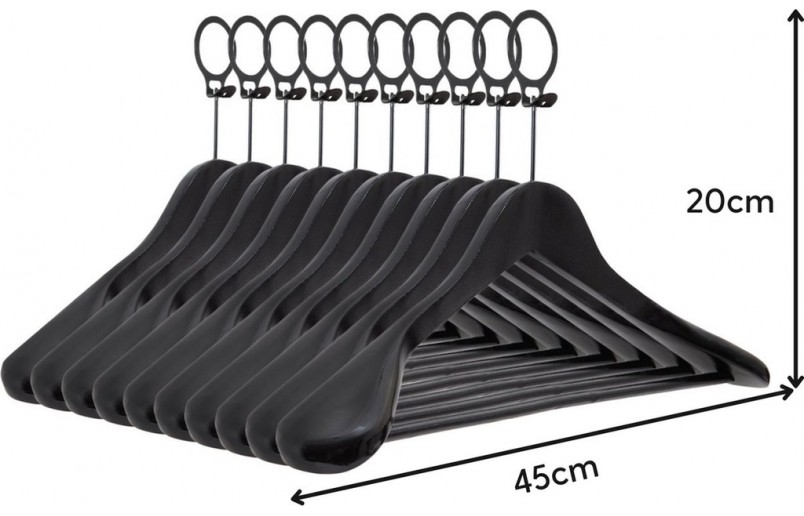 Kleiderbügel A-Qualität, schwarz lackiert, Anti-Diebstahl-Ring - MLV900-BHA