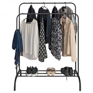 Eleganca Kleiderständer mit 2 Stangen und Schuhablage, schwarzes Metall Eleganca Kleiderständer mit 2 Stangen und Schuhablage, schwarzes Metall