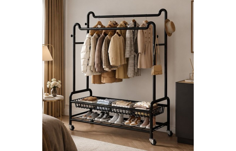 Eleganca extra stabiler XXL-Kleiderständer auf Rollen, 150 cm breit