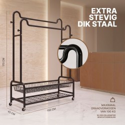 Eleganca extra stabiler XXL-Kleiderständer auf Rollen, 150 cm breit