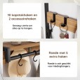 Coat Rack with Shoe Rack and Drawers, Gold Oak / Black
