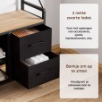 Coat Rack with Shoe Rack and Drawers, Gold Oak / Black