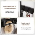 Garderobe mit Schuhregal und Schubladen, Schwarz holz / Schwarz