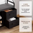 Garderobe mit Schuhregal und Schubladen, Schwarz holz / Schwarz