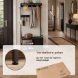 Garderobe mit Schuhregal und Schubladen, Schwarz holz / Schwarz
