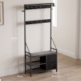 Garderobe mit Schuhregal und Schubladen, Schwarz holz / Schwarz