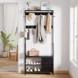 Garderobe mit Schuhregal und Schubladen, Schwarz holz / Schwarz