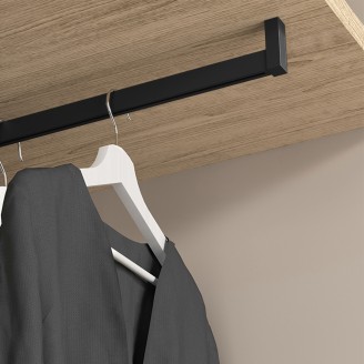 Kleiderstange schwarz Aluminium rechteckig (2 Stück) im Komplettset, Länge 75 cm 