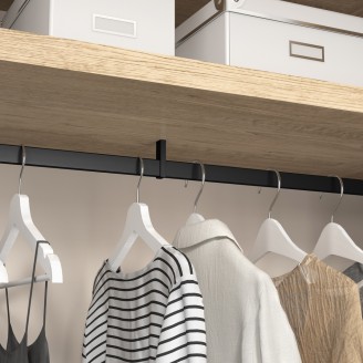 Kleiderstange schwarz Aluminium rechteckig (2 Stück) im Komplettset, Länge 115 cm