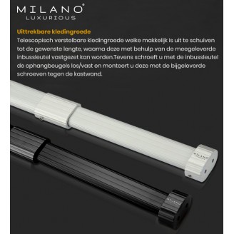 Ausziehbare Kleiderstange schwarz Aluminium, verstellbar 59 - 85 cm Ausziehbare Kleiderstange schwarz Aluminium, verstellbar 59 - 85 cm