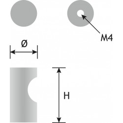 Zylinderkopf Alu satiniert 25 mm